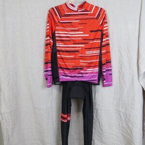 NEW Cycling Apparel Men's Medium Cycling Set Long Sleeve Jacket Bib Pants Padded